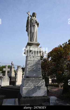 Front view of the grave of Julia, Peter, and Annie McKillop, located in St Kilda Cemetery Stock Photo