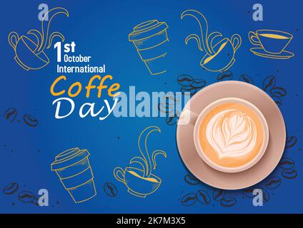 international coffee day vector graphic illustration with beans Stock Vector