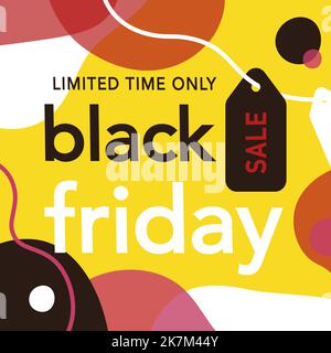 square yellow abstract background black friday sale vector Stock Vector