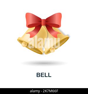 Bell icon. 3d illustration from christmas collection. Creative Bell 3d icon for web design, templates, infographics and more Stock Vector
