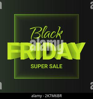 black friday super sale text in square design with 3d text effect Stock Vector