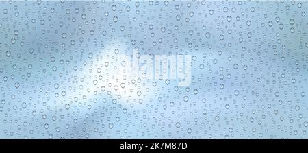 Seamless texture of raindrops on window against a cloudy sky Stock Vector