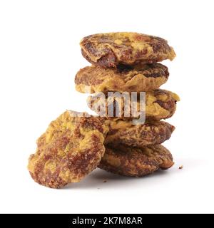 homemade mung bean sweets isolated on white background, also known as mung kavum, traditional sweets in sri lanka, made with mung beans and rice flour Stock Photo