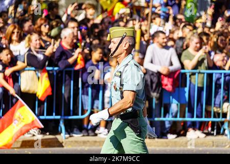 Madrid, Spain, October 12, 2022: parade of the special corps of the Legionaries in the streets of Madrid on Columbus Day. Stock Photo
