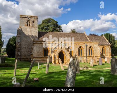 Church of All Saints in the village of Pitsford, Northamptonshire, UK; earliest parts date from 14th century Stock Photo