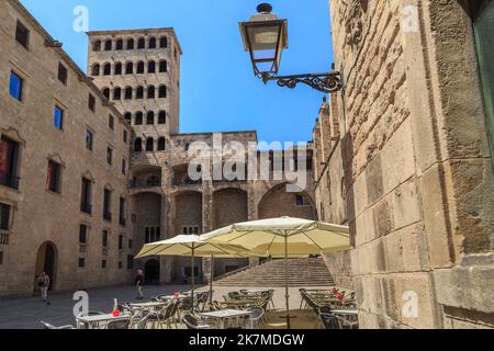 BARCELONA, SPAIN - MAY 17, 2017: It is a medieval Royal Palace on the Royal Square. Stock Photo