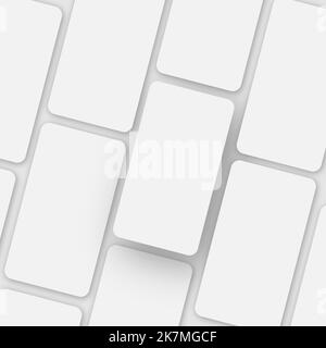 Pattern Of Many Smartphones With Blank Screens Over Gray Background Stock Photo