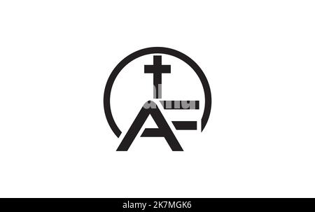 church and christian logo design. Emblem with cross and holy bible. christian sign logo and religious community sign vector letters Stock Vector