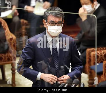 Tokyo, Japan. 18th Oct, 2022. Japanese Digital Minister Taro Kono answers a question at Lower House's budget committee session at the National Diet in Tokyo on Tuesday, October 18, 2022. Credit: Yoshio Tsunoda/AFLO/Alamy Live News Stock Photo