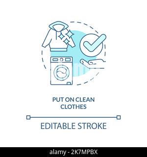Put on clean clothes turquoise concept icon Stock Vector