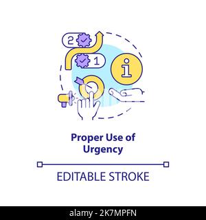 Proper use of urgency concept icon Stock Vector