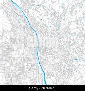 Graz, Styria, Austria high resolution vector map with editable paths. Bright outlines for main roads. Use it for any printed and digital background. B Stock Vector