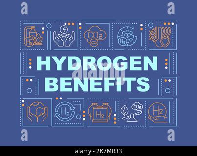 Hydrogen benefits word concepts dark blue banner Stock Vector