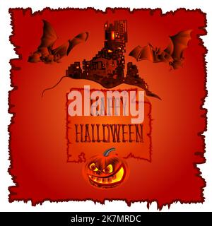 Happy Halloween haunted castle vector Stock Vector