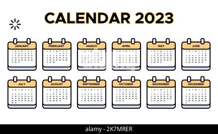 Calendar icon, vector illustration. Flat design style. Vector calendar icon in set mountly 2023. Stock Vector