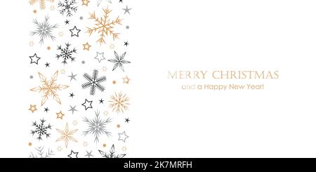 gold and silver christmas snowflake border on white background Stock ...