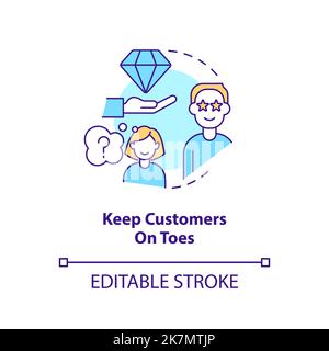 Keep customers on toes concept icon Stock Vector