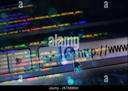 Code development of a web internet application Stock Photo