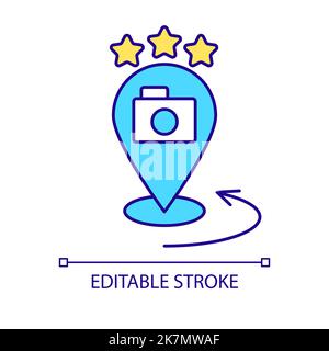 Location photo review RGB color icon Stock Vector