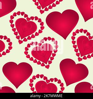 Seamless texture Hearts of various shapes set vintage Vector illustration Stock Vector