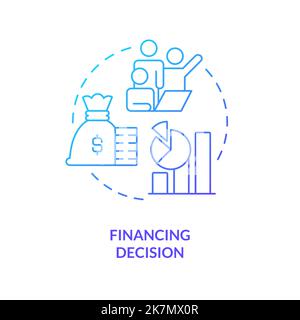 Financing decision blue gradient concept icon Stock Vector