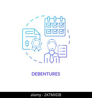Debentures blue gradient concept icon Stock Vector