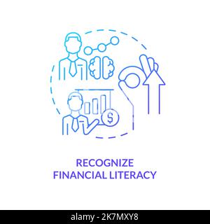 Recognize financial literacy blue gradient concept icon Stock Vector