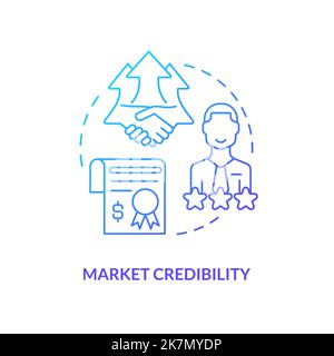 Market credibility blue gradient concept icon Stock Vector