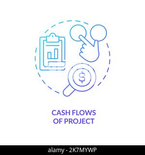 Cash flow of project blue gradient concept icon Stock Vector