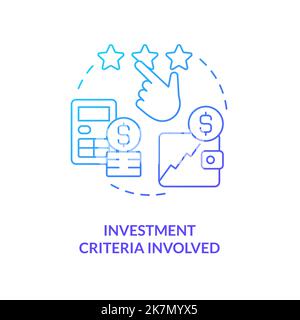 Investment criteria involved blue gradient concept icon Stock Vector