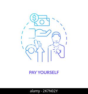 Pay yourself blue gradient concept icon Stock Vector