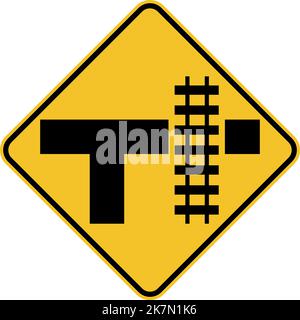 Highway Light Rail Transit Grade Crossing Right Sign Stock Vector