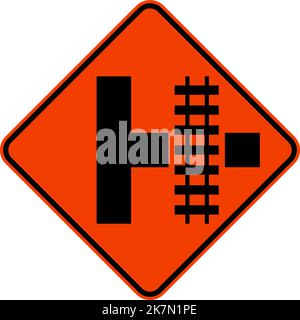 Highway Light Rail Transit Grade Crossing Right Sign Stock Vector