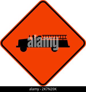 Emergency Vehicle Crossing Sign On White Background Stock Vector