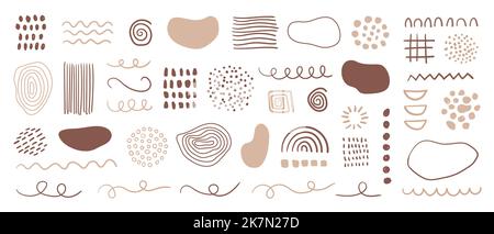 Organic shapes, spots, lines, dots. Vector set of minimal trendy abstract hand drawn doodle elements for graphic design Stock Vector