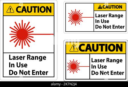 Caution Laser Range In Use Do Not Enter Sign Stock Vector