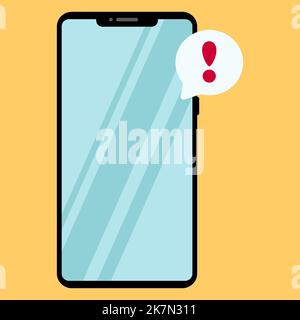 Simple flat illustration of smartphone. Important notice. Vector illustration. Stock Vector