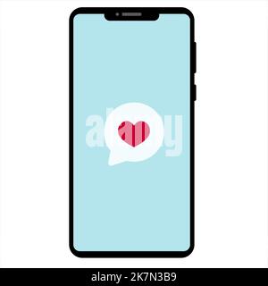 Simple flat illustration of smartphone. Love message. Vector illustration. Stock Vector