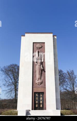 Luxembourg city, Luxembourg - March 17, 2015: Memorial at the American military cemetery in Ham, Luxembourg Stock Photo