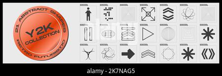 Retro futuristic elements for design. Large set of retro objects for design. Frames inspired brutalism. Stock Vector