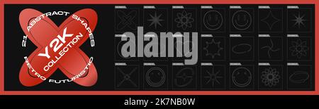 Vector set of Y2K. Large set of retro objects for design. Simple shapes forms. Stock Vector