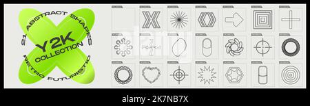 Collection of Y2K elements. Minimalist geometric elements. Simple shapes forms. Stock Vector