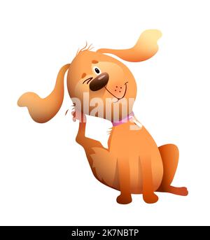 Cute Dog Sitting Scratching Funny Puppy Mascot Stock Vector