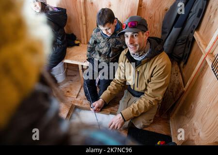 ice fishing shack clipart of children