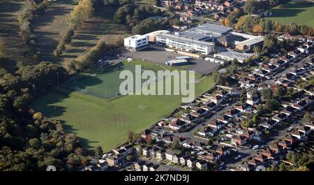 aerial view of Cockburn Secondary school, Beeston, Leeds Stock Photo