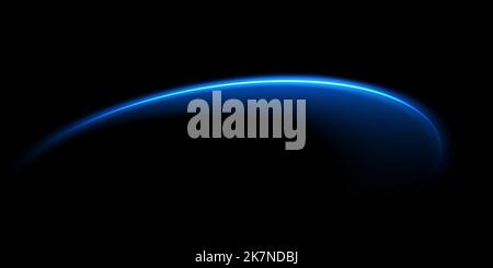 The edge of a solar eclipse on a black background, blue. Blue eclipse for product advertising, natural phenomena, horror concept and others. Stock Vector
