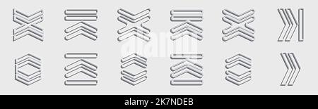 Retrofuturistic y2k geometry design elements collection. Collection of abstract graphic geometric symbols. Frames inspired brutalism. Stock Vector