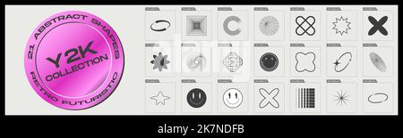 Collection of Y2K elements. Minimalist geometric elements. ornaments for decoration. Stock Vector