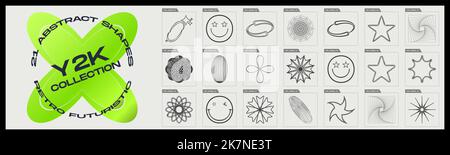 Retro futuristic elements for design. Minimalist geometric elements. Frames inspired brutalism. Stock Vector