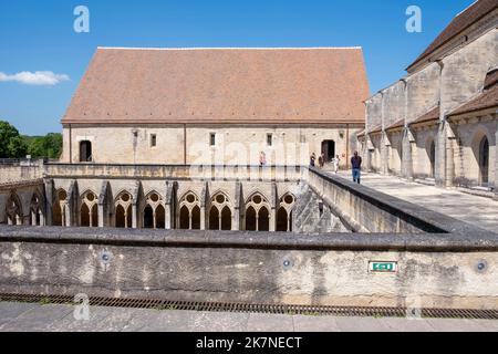 Bruere Allichamps (central France): the Noirlac Abbey, Cistercian monastic complex. View of the cloister floor with the lay brother’s dormitory Stock Photo